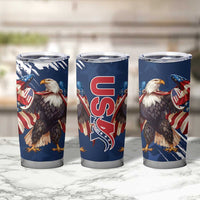 USA Rugby Tumbler Cup Powerful Eagle Grunge Brush Style - Blue - Wonder Print Shop