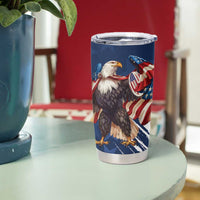 USA Rugby Tumbler Cup Powerful Eagle Grunge Brush Style - Blue - Wonder Print Shop