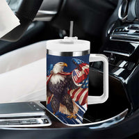 USA Rugby Tumbler With Handle Powerful Eagle Grunge Brush Style - Blue - Wonder Print Shop