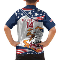 Custom USA Rugby Sevens Family Matching Off The Shoulder Long Sleeve Dress and Hawaiian Shirt Go Eagles Flag Style - Wonder Print Shop
