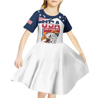 Custom USA Rugby Sevens Kid Short Sleeve Dress Go Eagles Flag Style - Wonder Print Shop