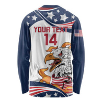 Custom USA Rugby Sevens Long Sleeve Shirt Go Eagles Flag Style - Wonder Print Shop