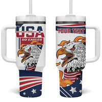 Custom USA Rugby Sevens Tumbler With Handle Go Eagles Flag Style - Wonder Print Shop