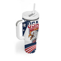Custom USA Rugby Sevens Tumbler With Handle Go Eagles Flag Style - Wonder Print Shop