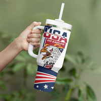 Custom USA Rugby Sevens Tumbler With Handle Go Eagles Flag Style - Wonder Print Shop