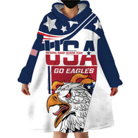 Custom USA Rugby Sevens Wearable Blanket Hoodie Go Eagles Flag Style - Wonder Print Shop