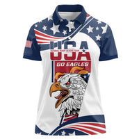 Custom USA Rugby Sevens Women Polo Shirt Go Eagles Flag Style - Wonder Print Shop