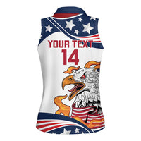 Custom USA Rugby Sevens Women Sleeveless Polo Shirt Go Eagles Flag Style - Wonder Print Shop