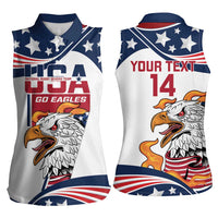 Custom USA Rugby Sevens Women Sleeveless Polo Shirt Go Eagles Flag Style - Wonder Print Shop