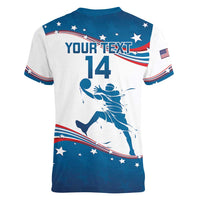 Custom USA Basketball Women V-Neck T-Shirt 2024 Go Dream Team Curve Style - Wonder Print Shop