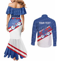 Personalized USA Cycling Couples Matching Mermaid Dress and Long Sleeve Button Shirt United States Bike Racing Lover