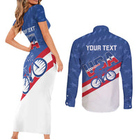 Personalized USA Cycling Couples Matching Short Sleeve Bodycon Dress and Long Sleeve Button Shirt United States Bike Racing Lover - Wonder Print Shop
