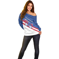 Personalized USA Cycling Off Shoulder Sweater United States Bike Racing Lover - Wonder Print Shop