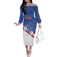 Personalized USA Cycling Off The Shoulder Long Sleeve Dress United States Bike Racing Lover - Wonder Print Shop