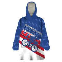 Personalized USA Cycling Wearable Blanket Hoodie United States Bike Racing Lover - Wonder Print Shop