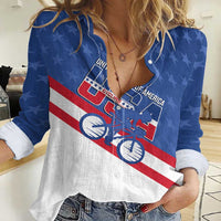 Personalized USA Cycling Women Casual Shirt United States Bike Racing Lover - Wonder Print Shop