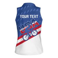 Personalized USA Cycling Women Sleeveless Polo Shirt United States Bike Racing Lover - Wonder Print Shop