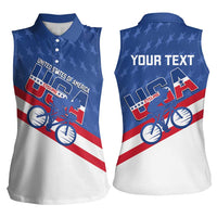 Personalized USA Cycling Women Sleeveless Polo Shirt United States Bike Racing Lover - Wonder Print Shop