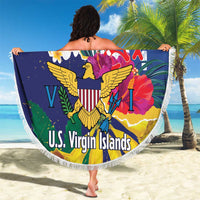 US Virgin Islands - Puerto Rico Day Beach Blanket Boricua Coqui Yellow-colored Eagle - Wonder Print Shop