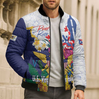 US Virgin Islands - Puerto Rico Day Bomber Puffer Jacket Boricua Coqui Yellow-colored Eagle - Wonder Print Shop