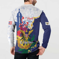 US Virgin Islands - Puerto Rico Day Button Sweatshirt Boricua Coqui Yellow-colored Eagle - Wonder Print Shop