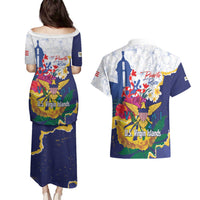 US Virgin Islands - Puerto Rico Day Couples Matching Puletasi and Hawaiian Shirt Boricua Coqui Yellow-colored Eagle - Wonder Print Shop