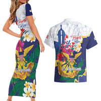 US Virgin Islands - Puerto Rico Day Couples Matching Short Sleeve Bodycon Dress and Hawaiian Shirt Boricua Coqui Yellow-colored Eagle - Wonder Print Shop