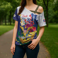 US Virgin Islands - Puerto Rico Day Cross Shoulder Shirt Boricua Coqui Yellow-colored Eagle - Wonder Print Shop