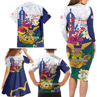 US Virgin Islands - Puerto Rico Day Family Matching Long Sleeve Bodycon Dress and Hawaiian Shirt Boricua Coqui Yellow-colored Eagle - Wonder Print Shop