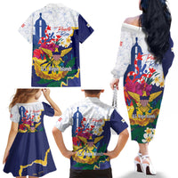 US Virgin Islands - Puerto Rico Day Family Matching Off The Shoulder Long Sleeve Dress and Hawaiian Shirt Boricua Coqui Yellow-colored Eagle - Wonder Print Shop