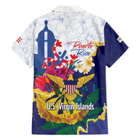 US Virgin Islands - Puerto Rico Day Family Matching Off The Shoulder Long Sleeve Dress and Hawaiian Shirt Boricua Coqui Yellow-colored Eagle - Wonder Print Shop