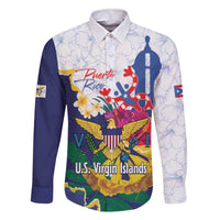 US Virgin Islands - Puerto Rico Day Family Matching Off The Shoulder Long Sleeve Dress and Hawaiian Shirt Boricua Coqui Yellow-colored Eagle - Wonder Print Shop