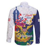 US Virgin Islands - Puerto Rico Day Family Matching Off The Shoulder Long Sleeve Dress and Hawaiian Shirt Boricua Coqui Yellow-colored Eagle - Wonder Print Shop