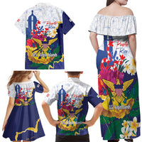 US Virgin Islands - Puerto Rico Day Family Matching Off Shoulder Maxi Dress and Hawaiian Shirt Boricua Coqui Yellow-colored Eagle - Wonder Print Shop