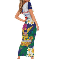 US Virgin Islands - Puerto Rico Day Family Matching Short Sleeve Bodycon Dress and Hawaiian Shirt Boricua Coqui Yellow-colored Eagle - Wonder Print Shop