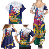 US Virgin Islands - Puerto Rico Day Family Matching Summer Maxi Dress and Hawaiian Shirt Boricua Coqui Yellow-colored Eagle - Wonder Print Shop