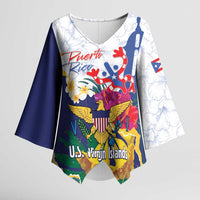 US Virgin Islands - Puerto Rico Day Kimono Sleeve Blouse Boricua Coqui Yellow-colored Eagle - Wonder Print Shop