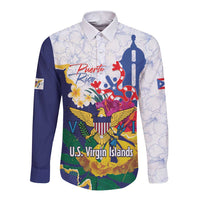 US Virgin Islands - Puerto Rico Day Long Sleeve Button Shirt Boricua Coqui Yellow-colored Eagle - Wonder Print Shop