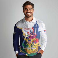 US Virgin Islands - Puerto Rico Day Long Sleeve Polo Shirt Boricua Coqui Yellow-colored Eagle - Wonder Print Shop