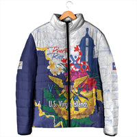 US Virgin Islands - Puerto Rico Day Padded Jacket Boricua Coqui Yellow-colored Eagle - Wonder Print Shop