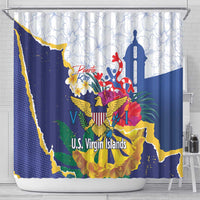 US Virgin Islands - Puerto Rico Day Shower Curtain Boricua Coqui Yellow-colored Eagle - Wonder Print Shop