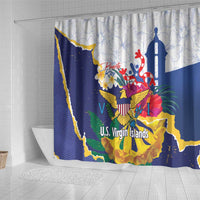 US Virgin Islands - Puerto Rico Day Shower Curtain Boricua Coqui Yellow-colored Eagle - Wonder Print Shop