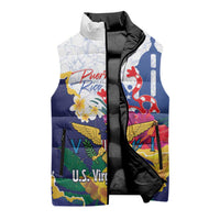 US Virgin Islands - Puerto Rico Day Sleeveless Puffer Jacket Boricua Coqui Yellow-colored Eagle - Wonder Print Shop