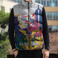 US Virgin Islands - Puerto Rico Day Sleeveless Puffer Jacket Boricua Coqui Yellow-colored Eagle - Wonder Print Shop