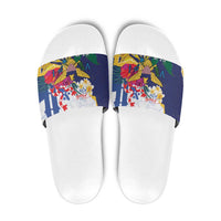 US Virgin Islands - Puerto Rico Day Slide Sandals Boricua Coqui Yellow-colored Eagle - Wonder Print Shop