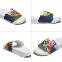 US Virgin Islands - Puerto Rico Day Slide Sandals Boricua Coqui Yellow-colored Eagle - Wonder Print Shop
