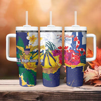 US Virgin Islands - Puerto Rico Day Tumbler With Handle Boricua Coqui Yellow-colored Eagle - Wonder Print Shop