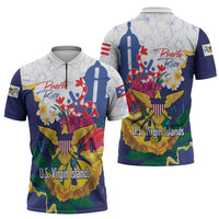 US Virgin Islands - Puerto Rico Day Zipper Polo Shirt Boricua Coqui Yellow-colored Eagle - Wonder Print Shop