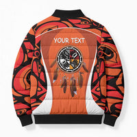 Personalized Orange Day Canada Bomber Puffer Jacket Honouring The Children Haida Pattern - Wonder Print Shop