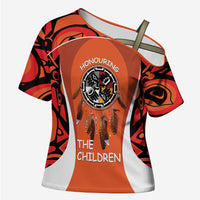 Personalized Orange Day Canada Cross Shoulder Shirt Honouring The Children Haida Pattern - Wonder Print Shop